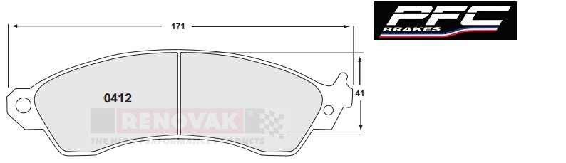 brzdové destičky Performance Friction Brakes 412 RACE PAD SET - Z-rated 16 MM