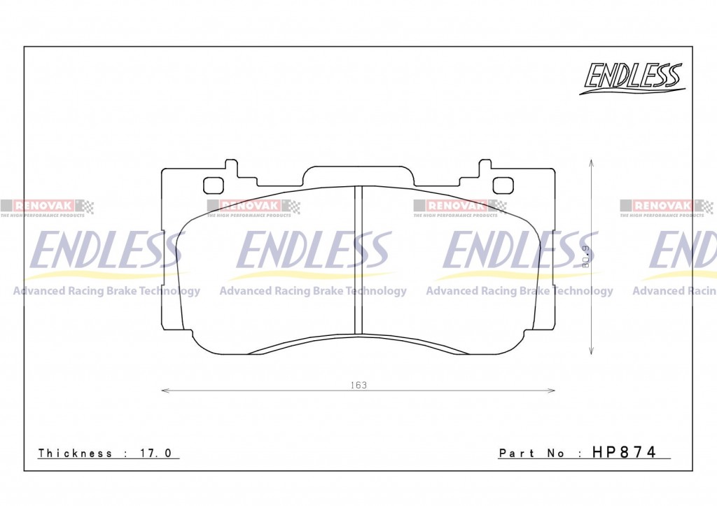brzdové destičky / brake pads Endless HP874TRZS Ford Mustang