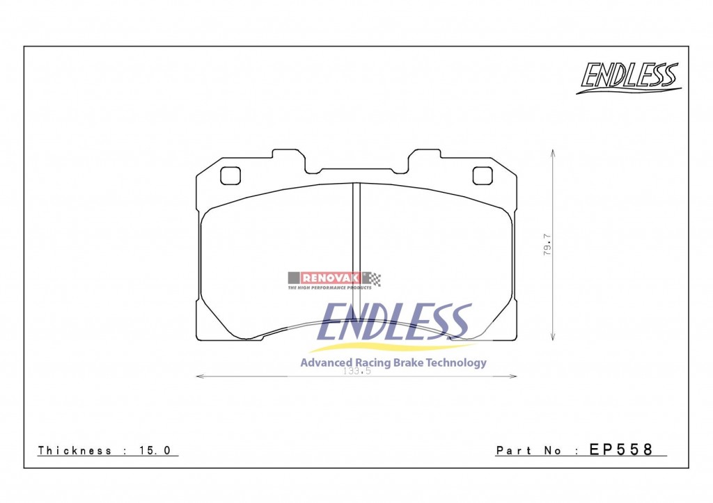 přední brzdové destičky / brake pads Endless  EP558MX72 Toyota YARIS (_P21_, _PA1_, _PH1_) 1.6 GR 4WD (GXPA16) 192 kw 2020 + 