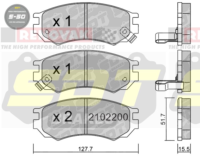 Sportovní brzdové destičky SDT Brakes S50/S50+/S50C  2102200