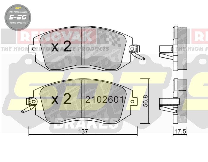 Sportovní brzdové destičky SDT Brakes S50/S50+/S50C  2102601