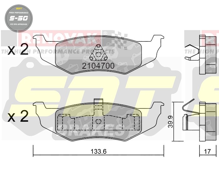 Sportovní brzdové destičky SDT Brakes S50/S50+/S50C  2104700