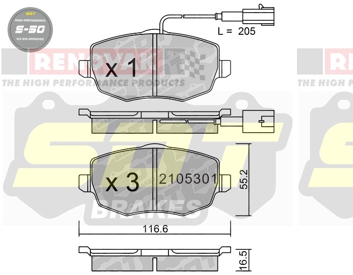 Sportovní brzdové destičky SDT Brakes S50/S50+/S50C  2105301