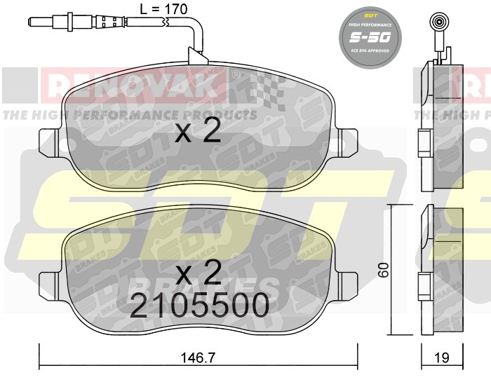 Sportovní brzdové destičky SDT Brakes S50/S50+/S50C  2105500