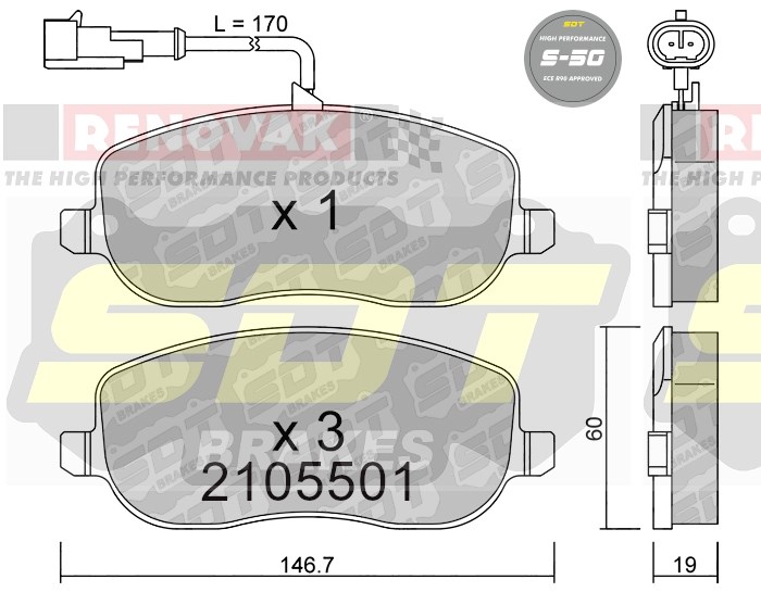 Sportovní brzdové destičky SDT Brakes S50/S50+/S50C  2105501