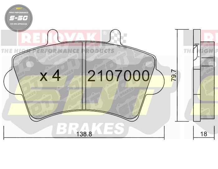Sportovní brzdové destičky SDT Brakes S50/S50+/S50C  2107000