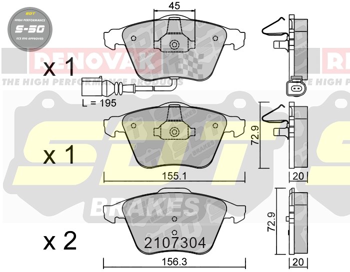 Sportovní brzdové destičky SDT Brakes S50/S50+/S50C  2107304