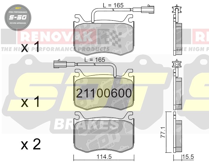 Sportovní brzdové destičky SDT Brakes S50/S50+/S50C  21100600