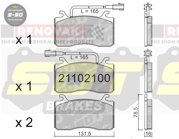 Sportovní brzdové destičky SDT Brakes S50/S50+/S50C  21102100