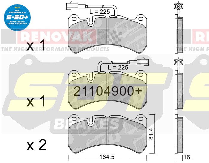 Sportovní brzdové destičky SDT Brakes S50+  21104900+