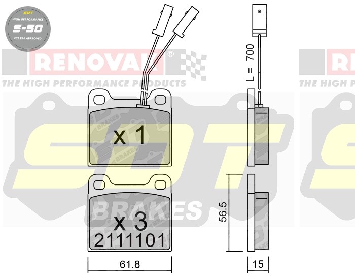 Sportovní brzdové destičky SDT Brakes S50/S50+/S50C  2111101