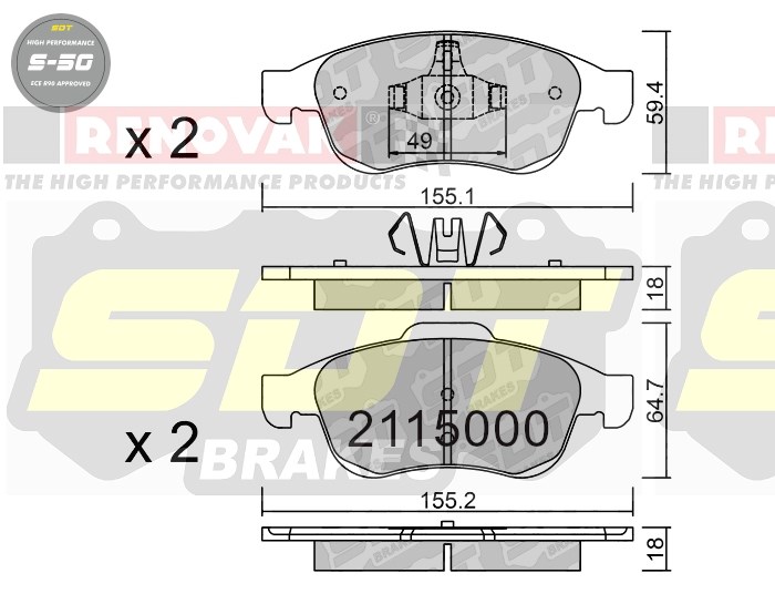 Sportovní brzdové destičky SDT Brakes S50/S50+/S50C  2115000