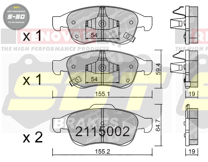 Sportovní brzdové destičky SDT Brakes S50/S50+/S50C  2115002