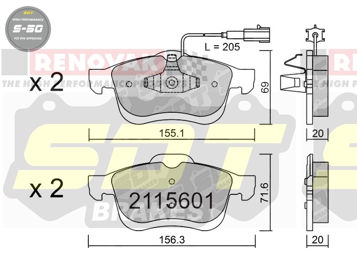 Sportovní brzdové destičky SDT Brakes S50/S50+/S50C  2115601