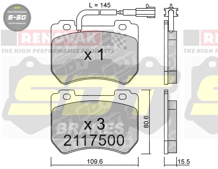 Sportovní brzdové destičky SDT Brakes S50/S50+/S50C  2117500