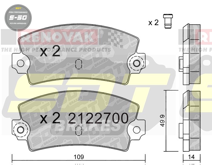 Sportovní brzdové destičky SDT Brakes S50/S50+/S50C  2122700