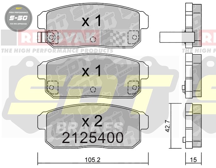Sportovní brzdové destičky SDT Brakes S50/S50+/S50C  2125400
