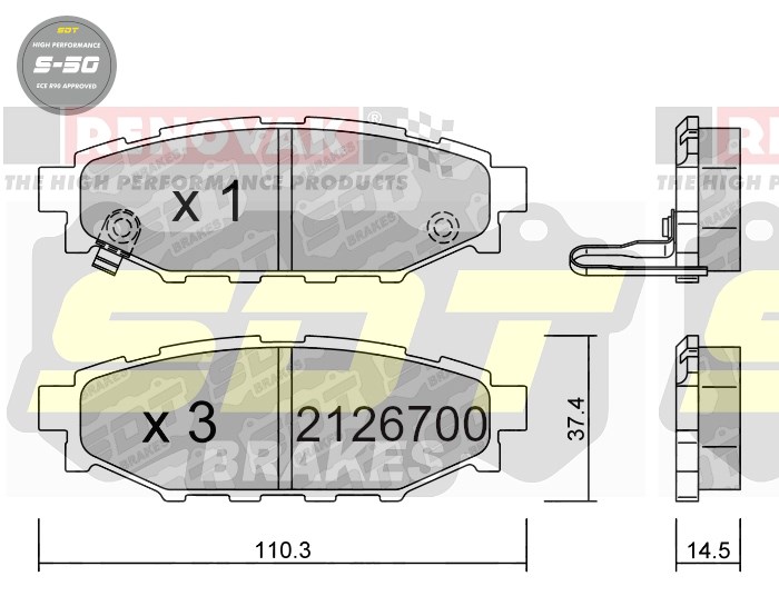 Sportovní brzdové destičky SDT Brakes S50/S50+/S50C  2126700