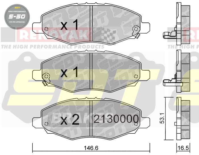 Sportovní brzdové destičky SDT Brakes S50/S50+/S50C  2130000