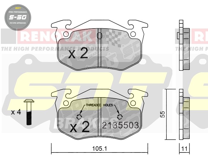 Sportovní brzdové destičky SDT Brakes S50/S50+/S50C  2135503