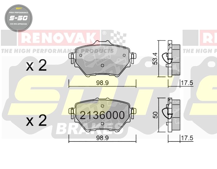 Sportovní brzdové destičky SDT Brakes S50/S50+/S50C  2136000