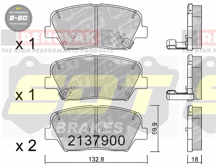 Sportovní brzdové destičky SDT Brakes S50/S50+/S50C  2137900