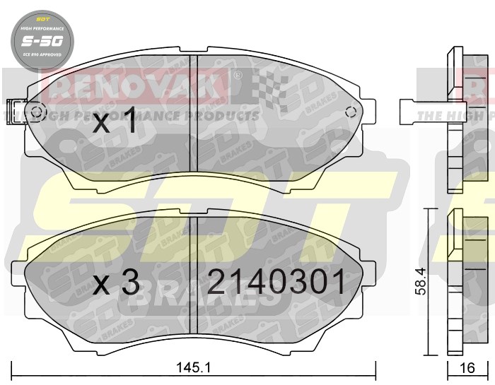Sportovní brzdové destičky SDT Brakes S50/S50+/S50C  2140301