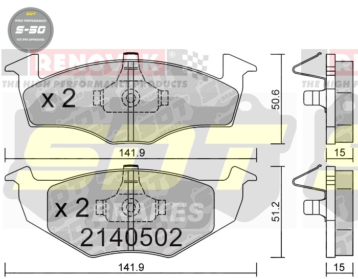 Sportovní brzdové destičky SDT Brakes S50/S50+/S50C  2140502