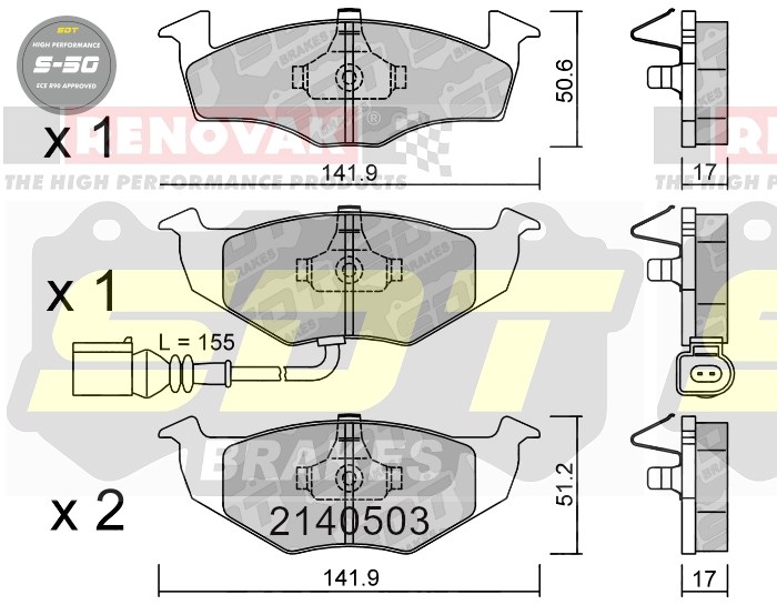 Sportovní brzdové destičky SDT Brakes S50/S50+/S50C  2140503