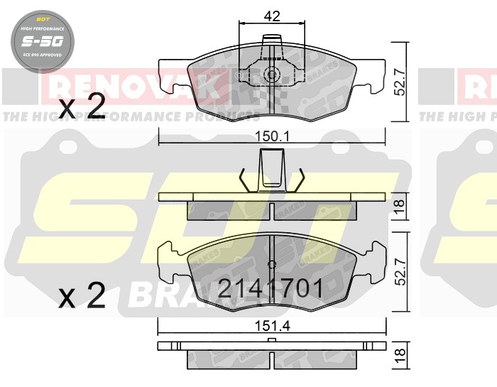 Sportovní brzdové destičky SDT Brakes S50/S50+/S50C  2141701