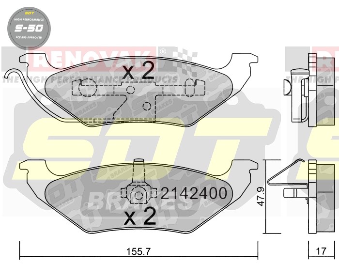 Sportovní brzdové destičky SDT Brakes S50/S50+/S50C  2142400