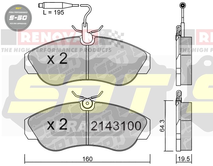 Sportovní brzdové destičky SDT Brakes S50/S50+/S50C  2143100