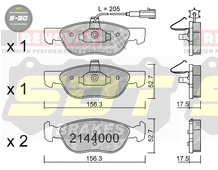 Sportovní brzdové destičky SDT Brakes S50/S50+/S50C  2144000