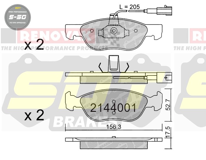 Sportovní brzdové destičky SDT Brakes S50/S50+/S50C  2144001
