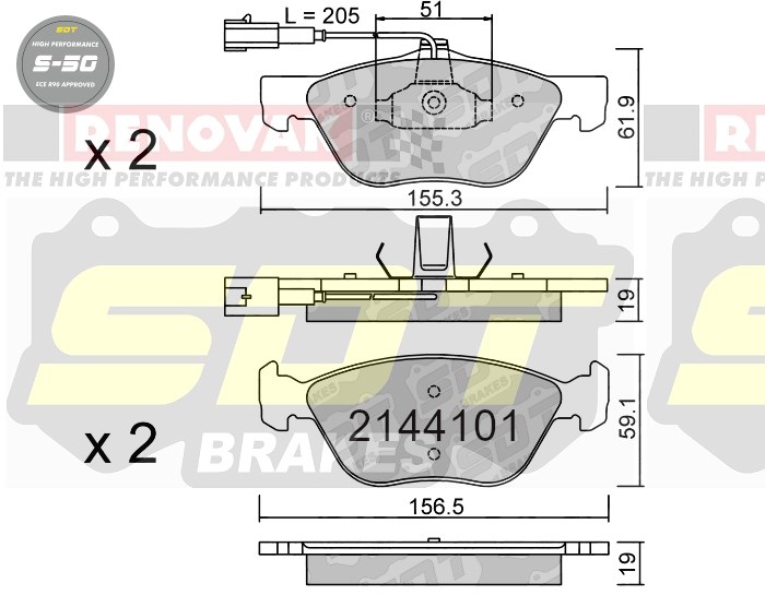 Sportovní brzdové destičky SDT Brakes S50/S50+/S50C  2144101