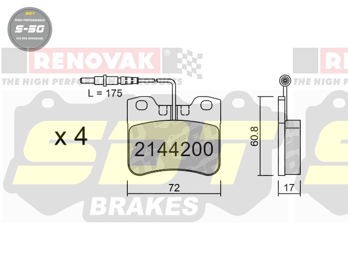 Sportovní brzdové destičky SDT Brakes S50/S50+/S50C  2144200