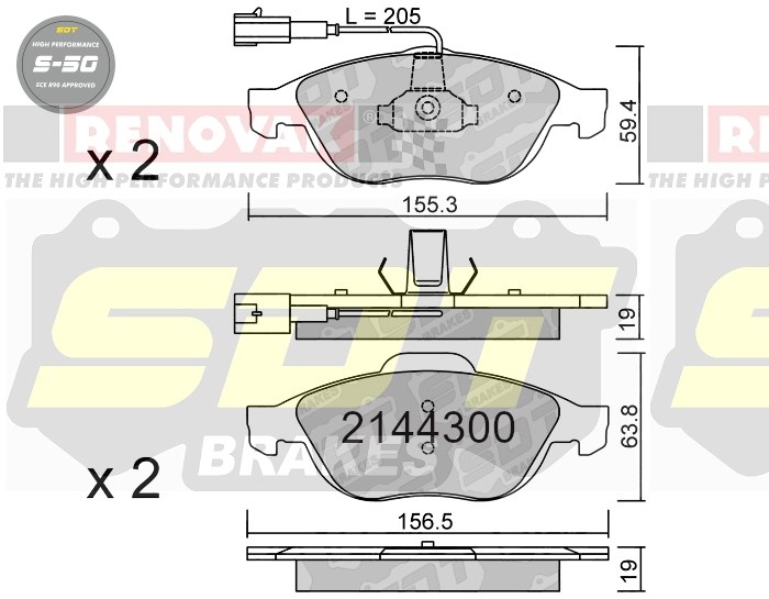 Sportovní brzdové destičky SDT Brakes S50/S50+/S50C  2144300