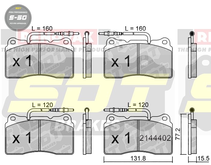Sportovní brzdové destičky SDT Brakes S50/S50+/S50C  2144402