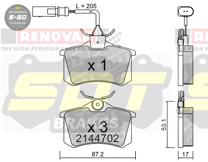 Sportovní brzdové destičky SDT Brakes S50/S50+/S50C  2144702