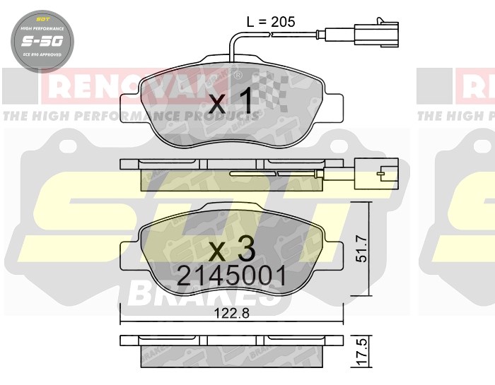 Sportovní brzdové destičky SDT Brakes S50/S50+/S50C  2145001