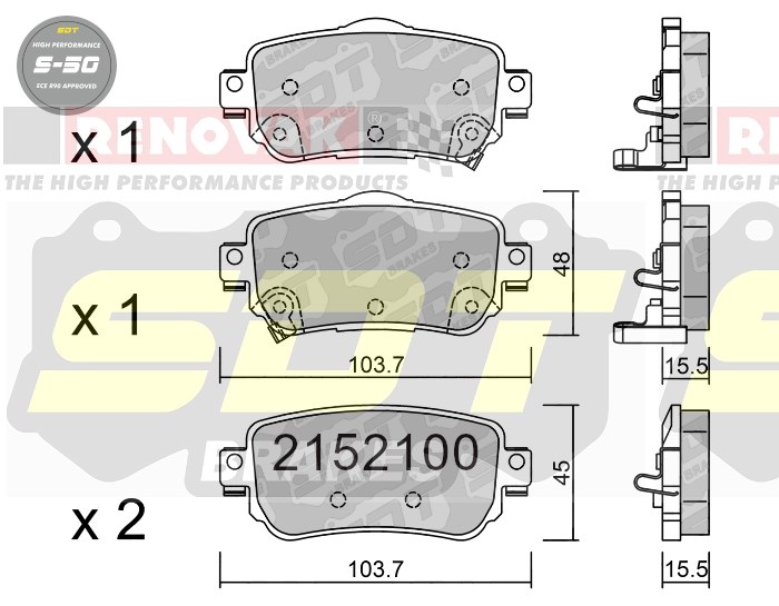 Sportovní brzdové destičky SDT Brakes S50/S50+/S50C  2152100