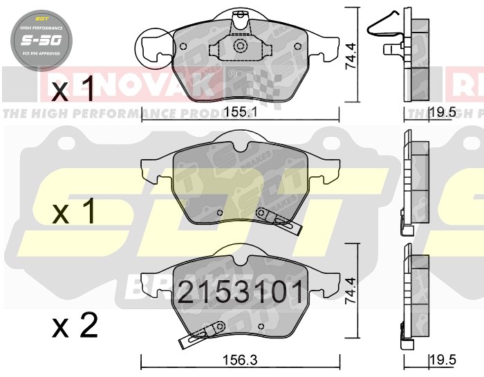 Sportovní brzdové destičky SDT Brakes S50/S50+/S50C  2153101