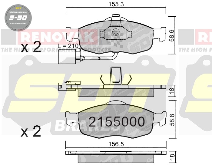 Sportovní brzdové destičky SDT Brakes S50/S50+/S50C  2155000