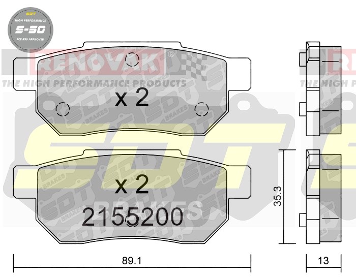 Sportovní brzdové destičky SDT Brakes S50/S50+/S50C  2155200