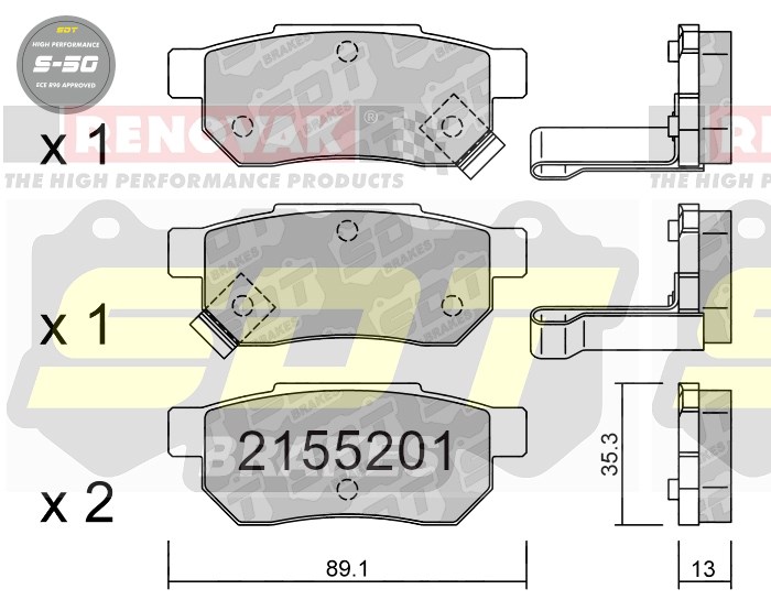 Sportovní brzdové destičky SDT Brakes S50/S50+/S50C  2155201