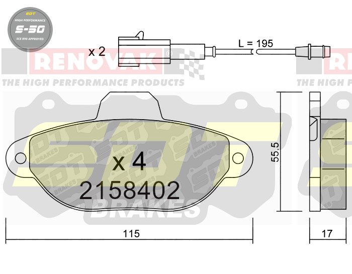 Sportovní brzdové destičky SDT Brakes S50/S50+/S50C  2158402