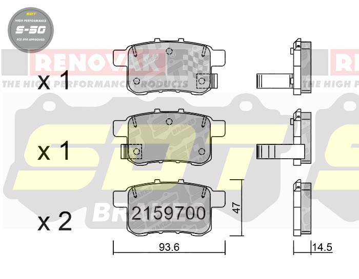 Sportovní brzdové destičky SDT Brakes S50/S50+/S50C  2159700