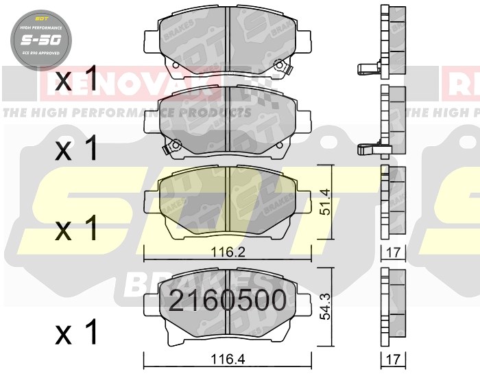 Sportovní brzdové destičky SDT Brakes S50/S50+/S50C  2160500