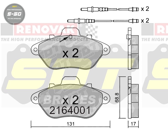 Sportovní brzdové destičky SDT Brakes S50/S50+/S50C  2164001