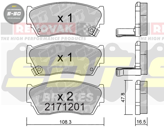 Sportovní brzdové destičky SDT Brakes S50/S50+/S50C  2171201